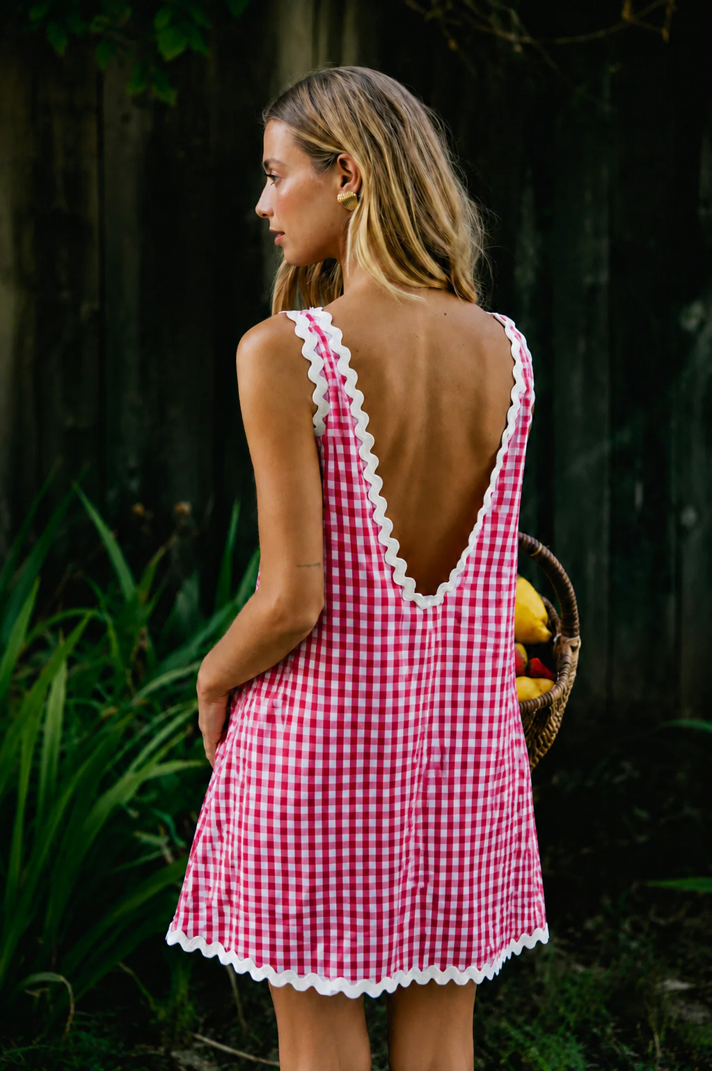 Lolly gingham scalloped beach dress