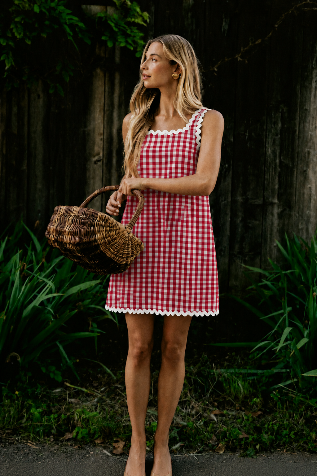 Lolly gingham scalloped beach dress