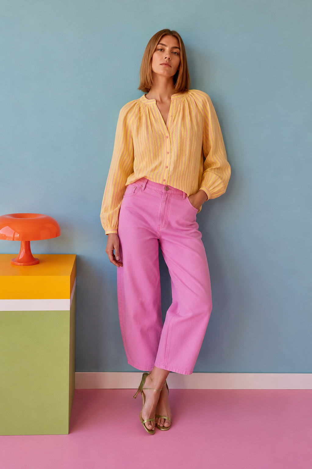 Ana yellow stripe boho blouse