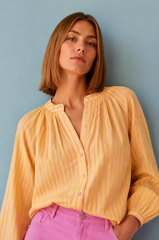 Ana yellow stripe boho blouse