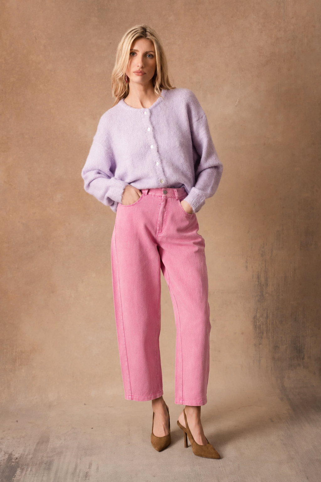 Odette candy pink balloon barrel jeans