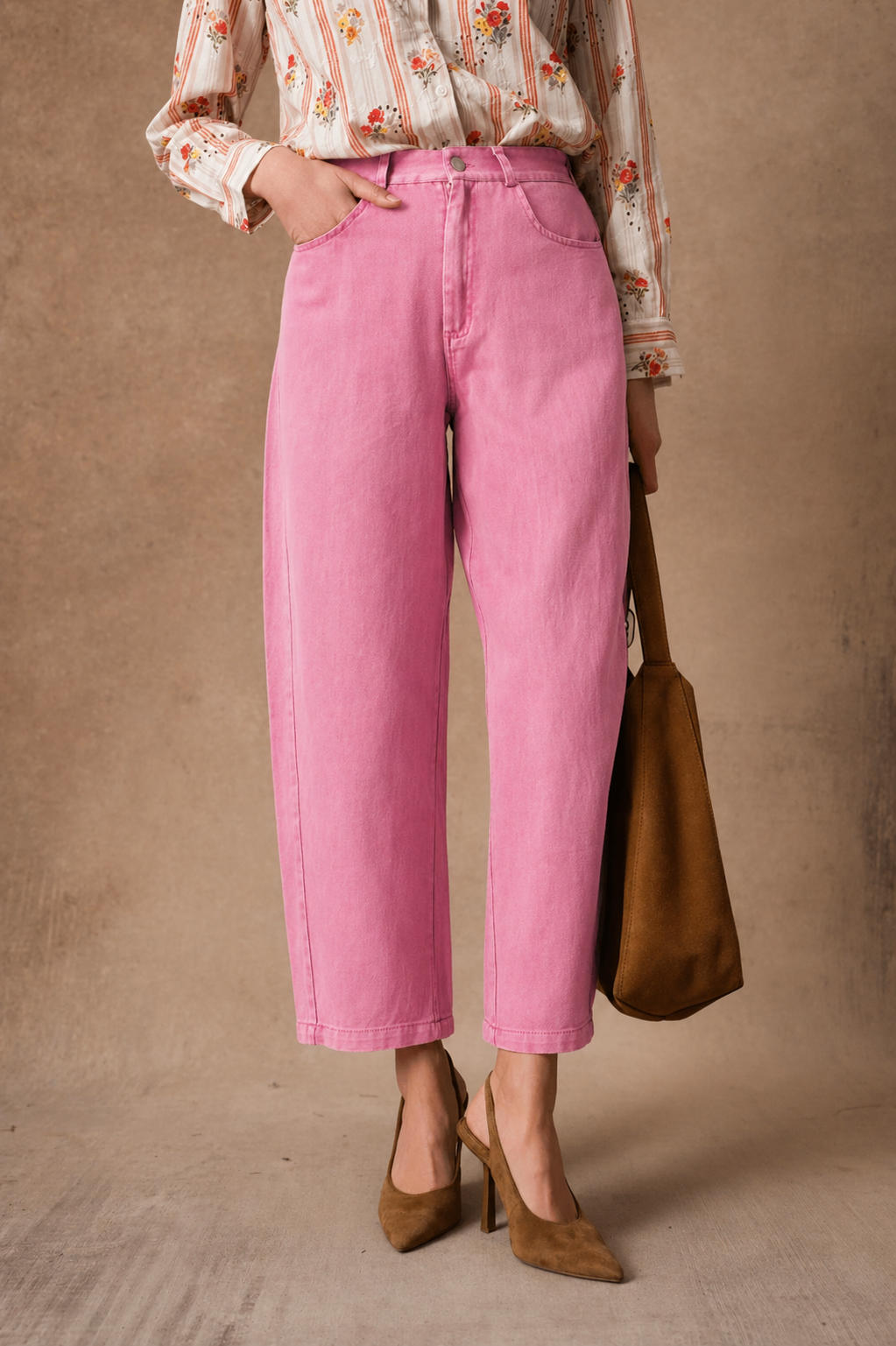 Odette candy pink balloon barrel jeans