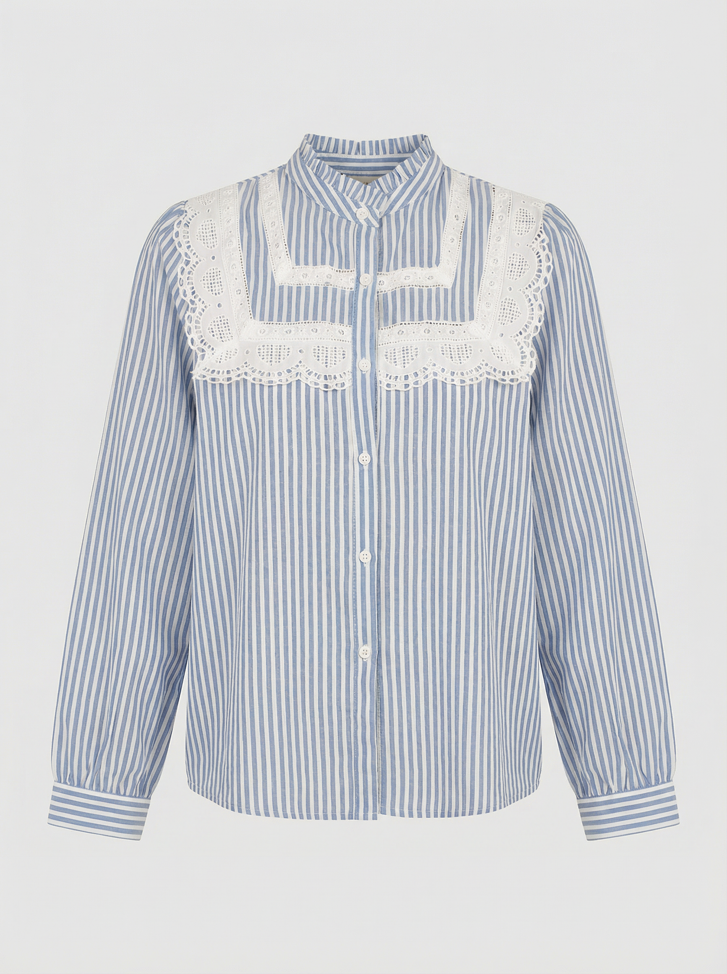 Edith lace striped blue blouse