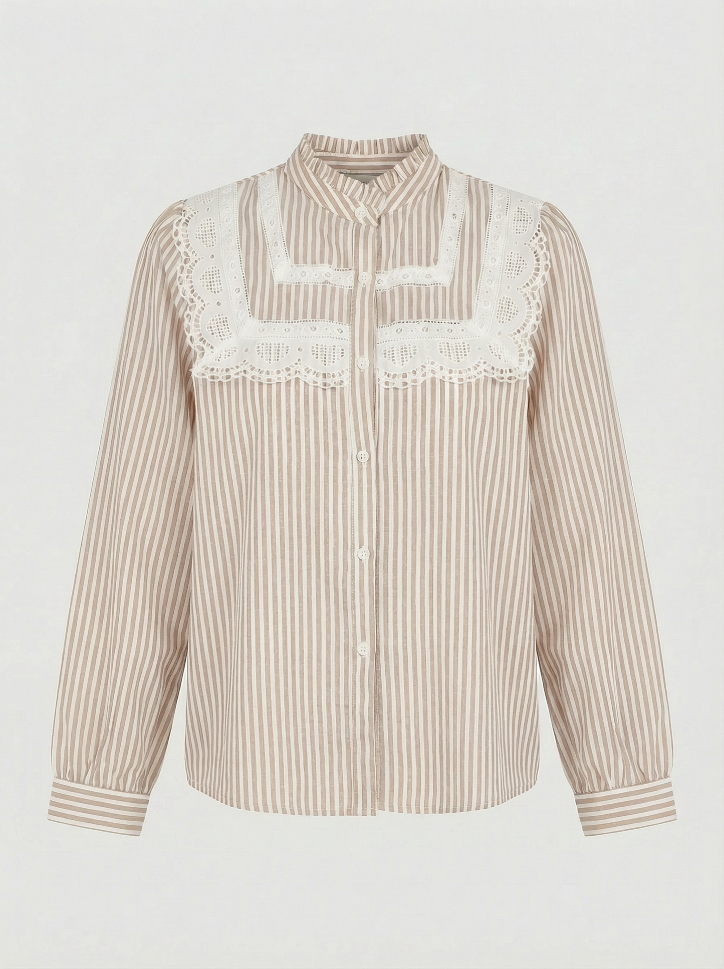 Edith lace striped beige blouse