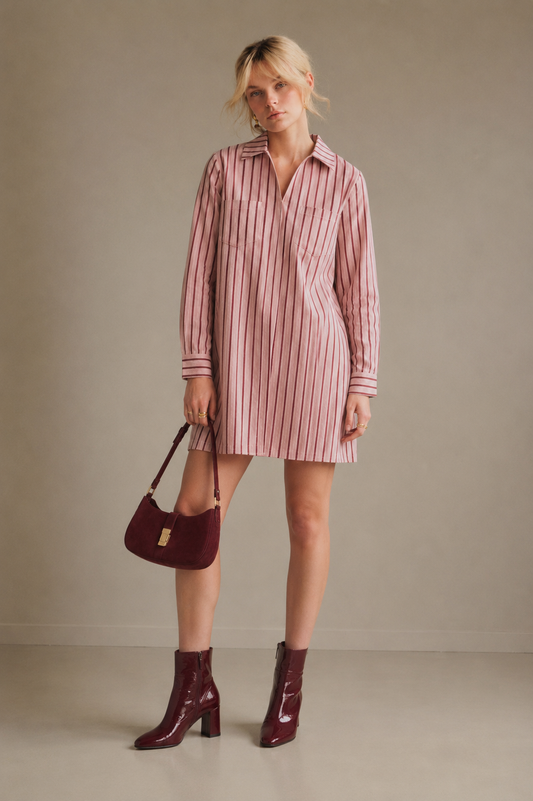 Anna light denim long sleeve stripe dress