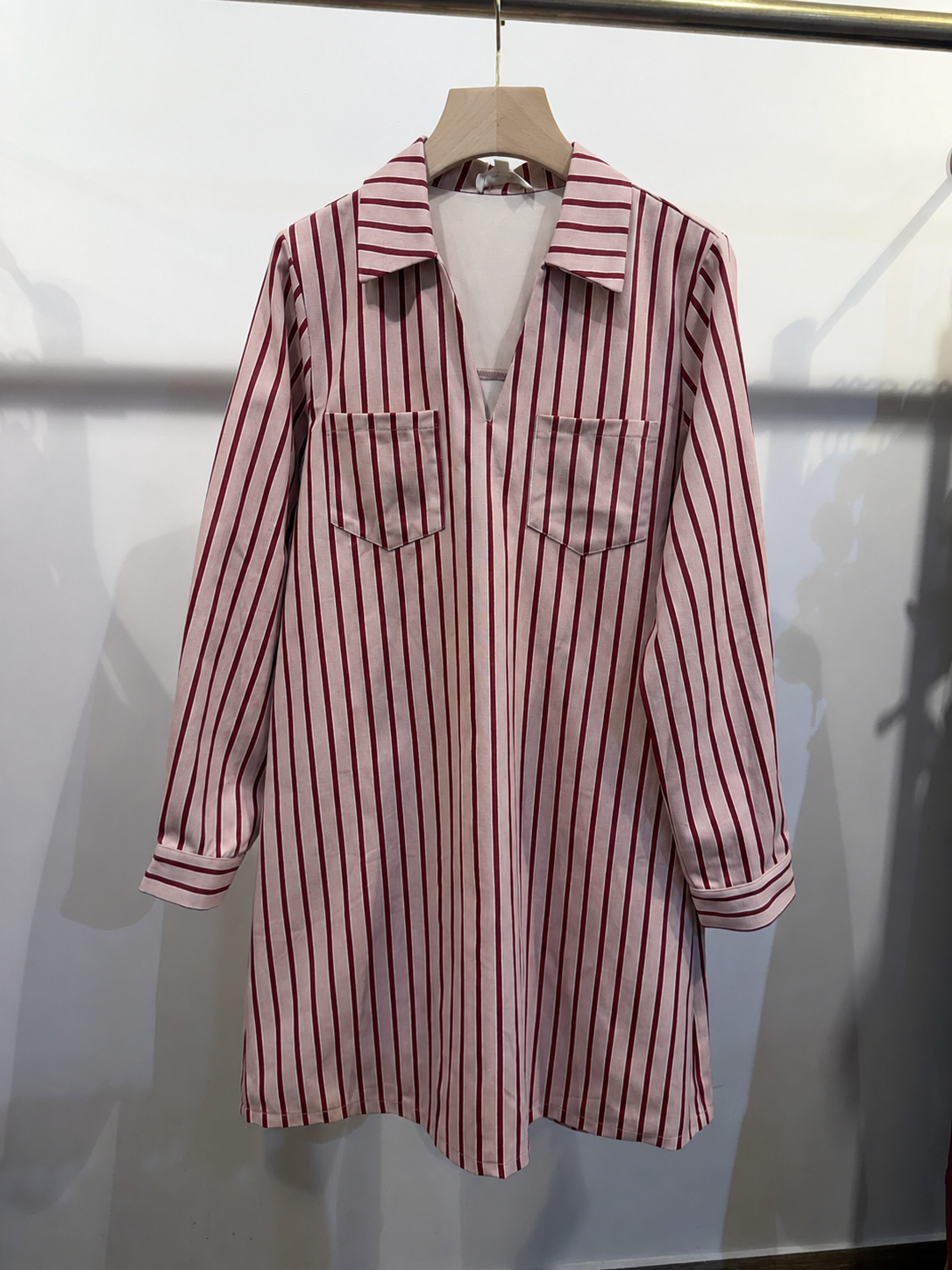Anna light denim long sleeve stripe dress