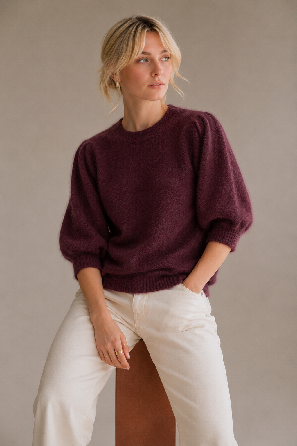 Fran burgundy 40% alpaca jumper