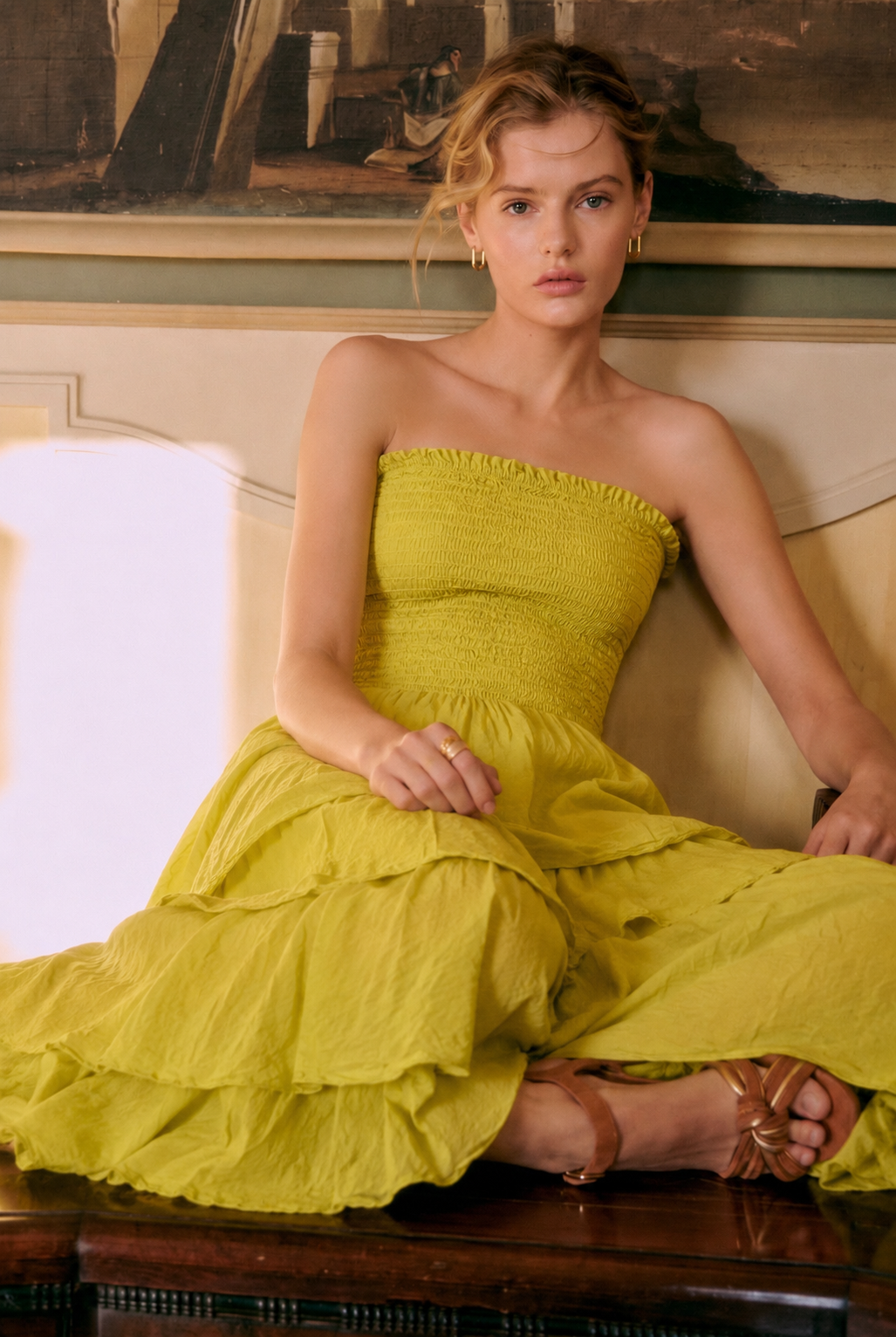 Holly strapless tiered lime dress