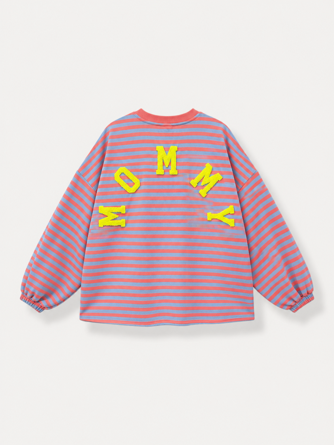 Mommy coral stripe neon yellow sweatshirt