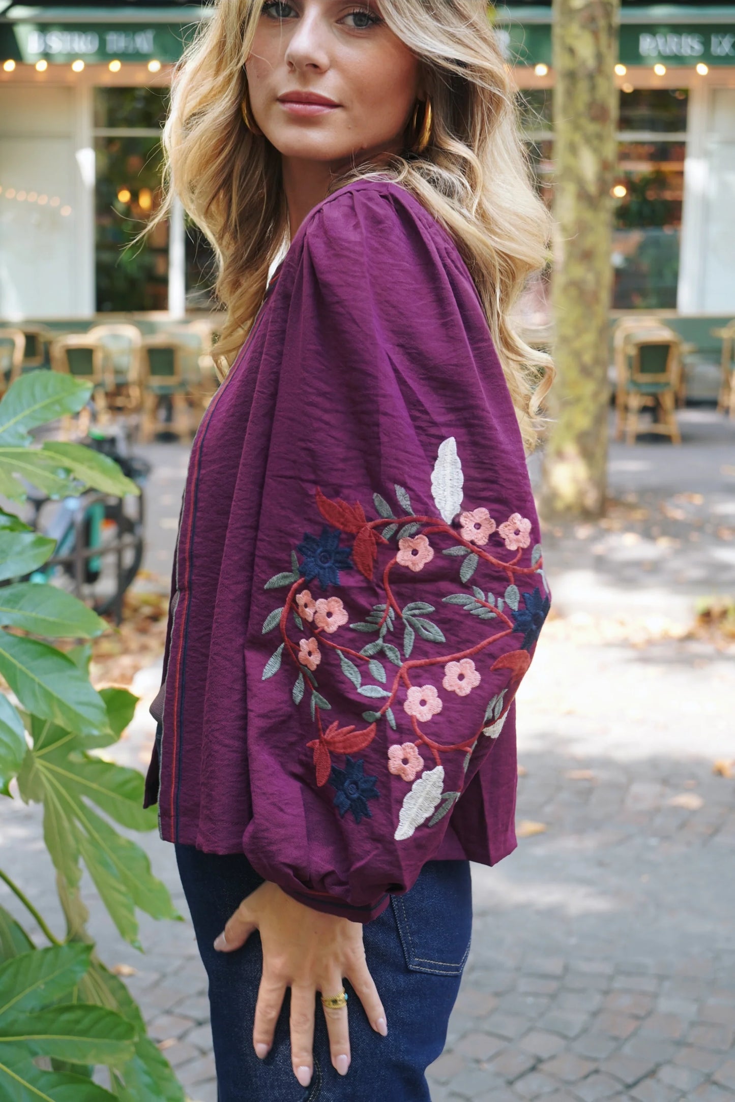 Cecilia burgundy floral boho jacket