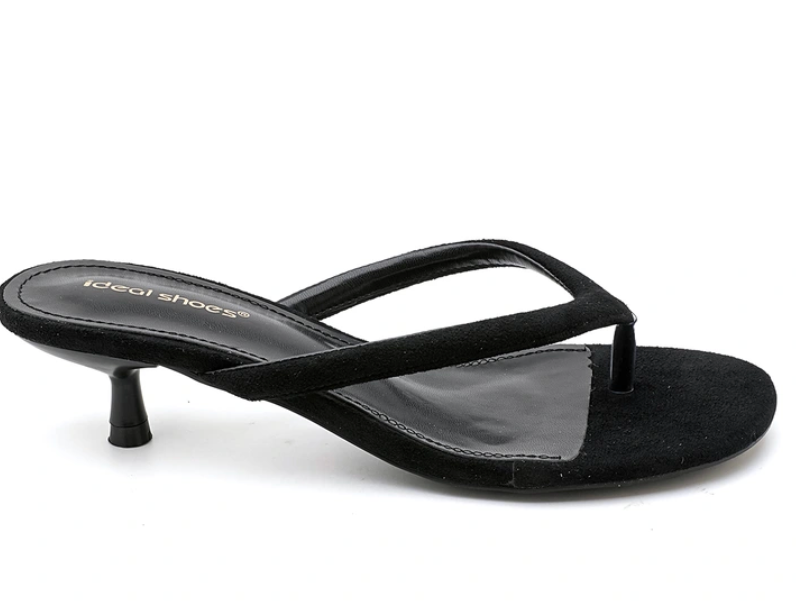 Black suede thong flip flop sandals