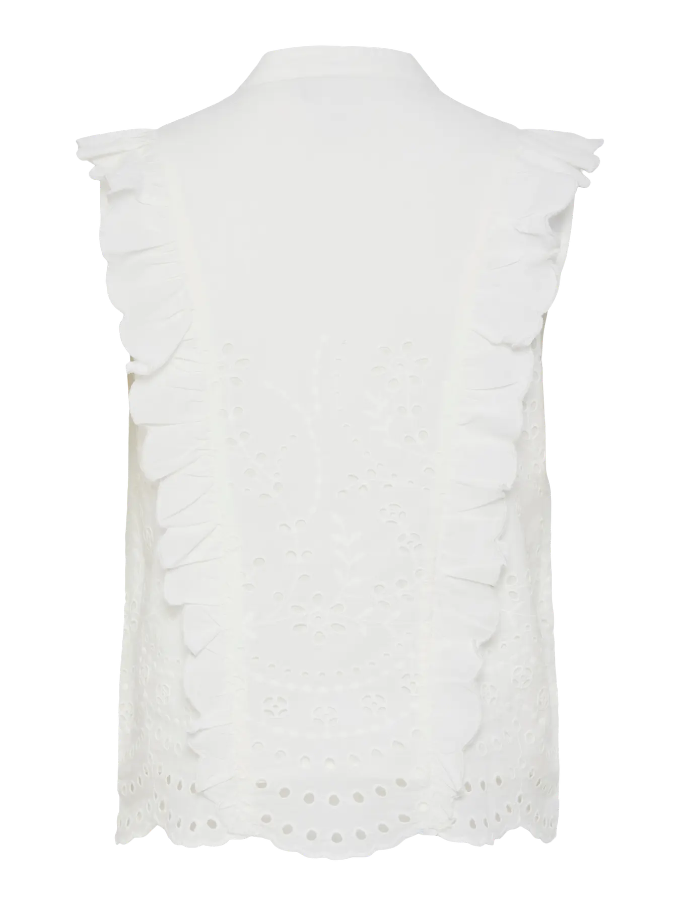 YAS star white sleeveless embroidered blouse