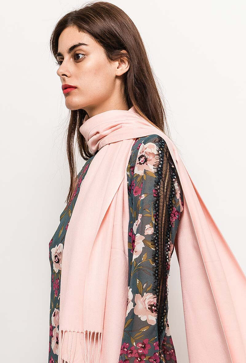 Soft pink large cashmere scarf