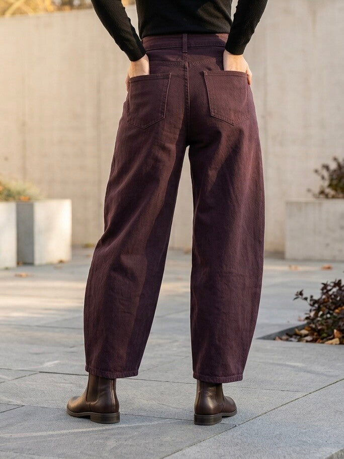 Carole burgundy barrel leg jeans