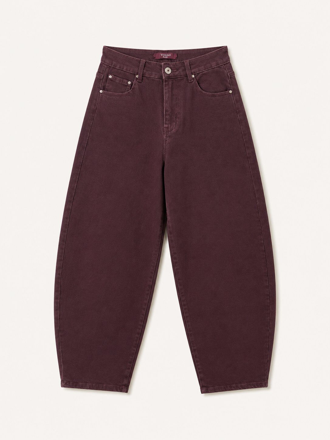 Carole burgundy barrel leg jeans