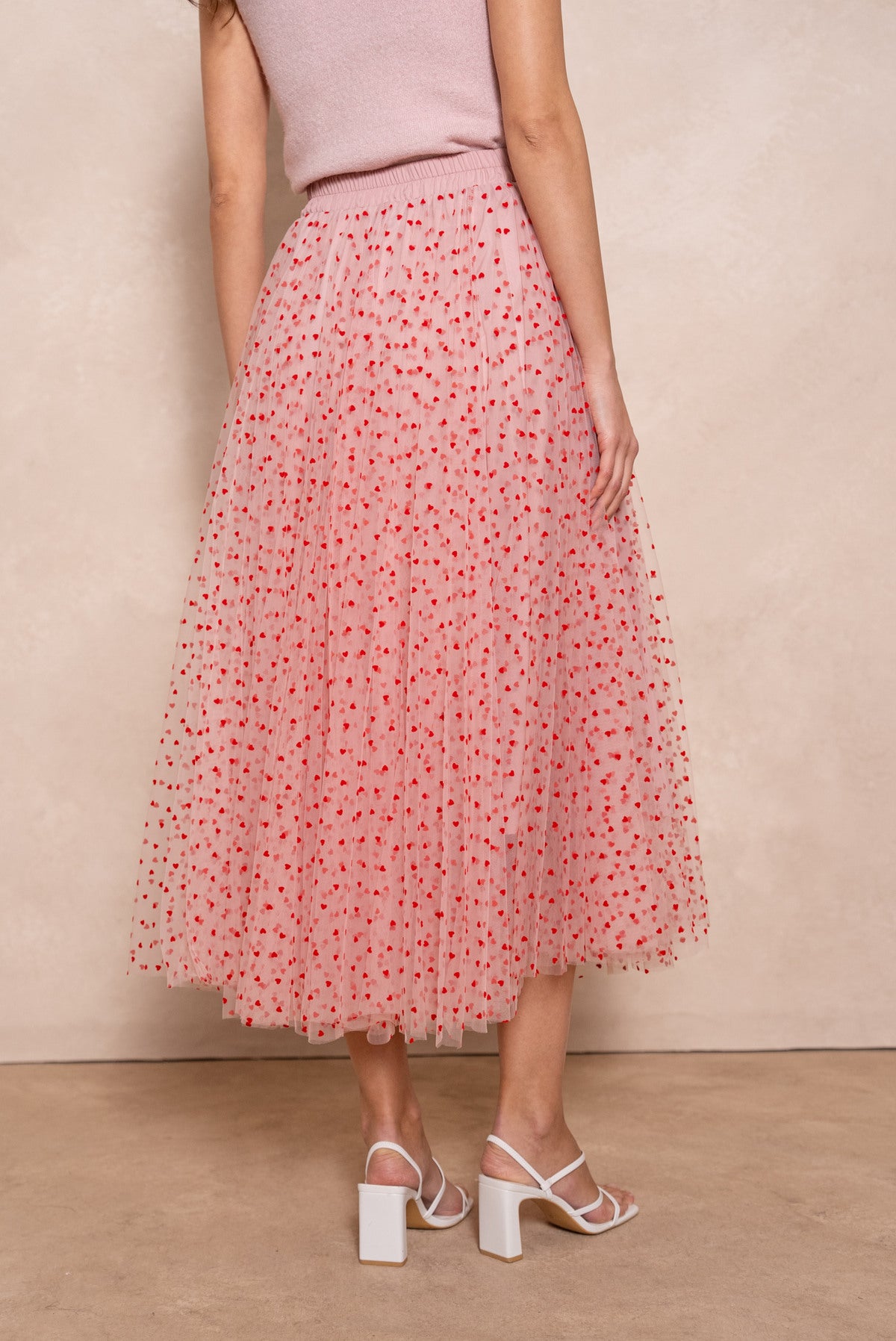Eve pink red heart tulle full skirt
