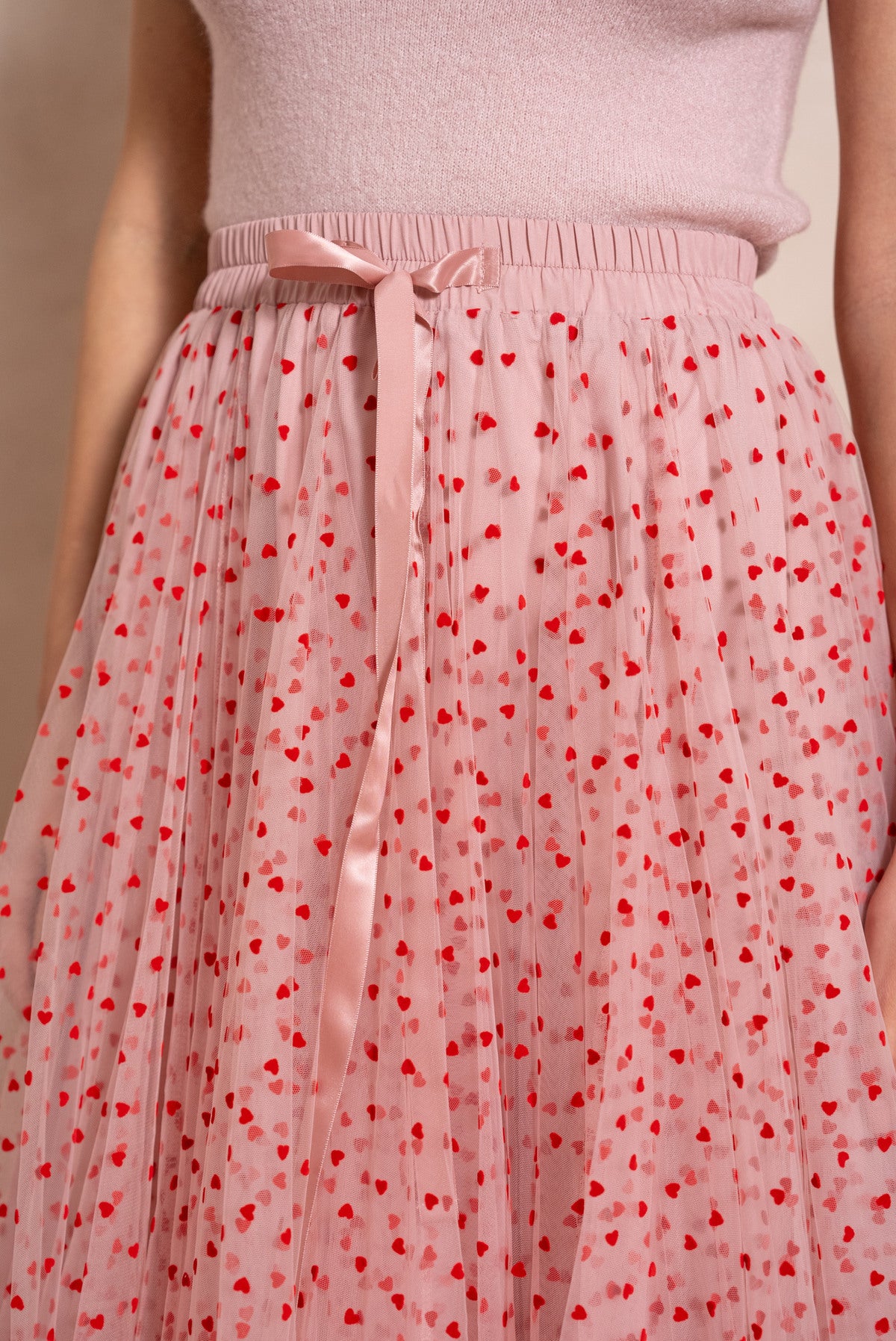 Eve pink red heart tulle full skirt