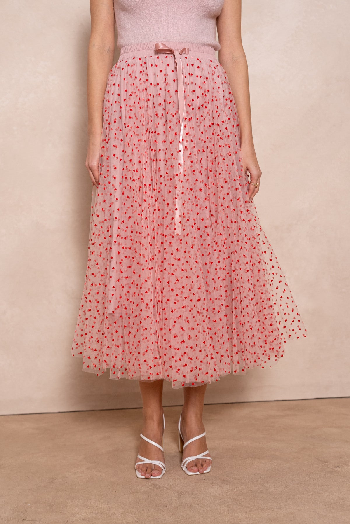 Eve pink red heart tulle full skirt