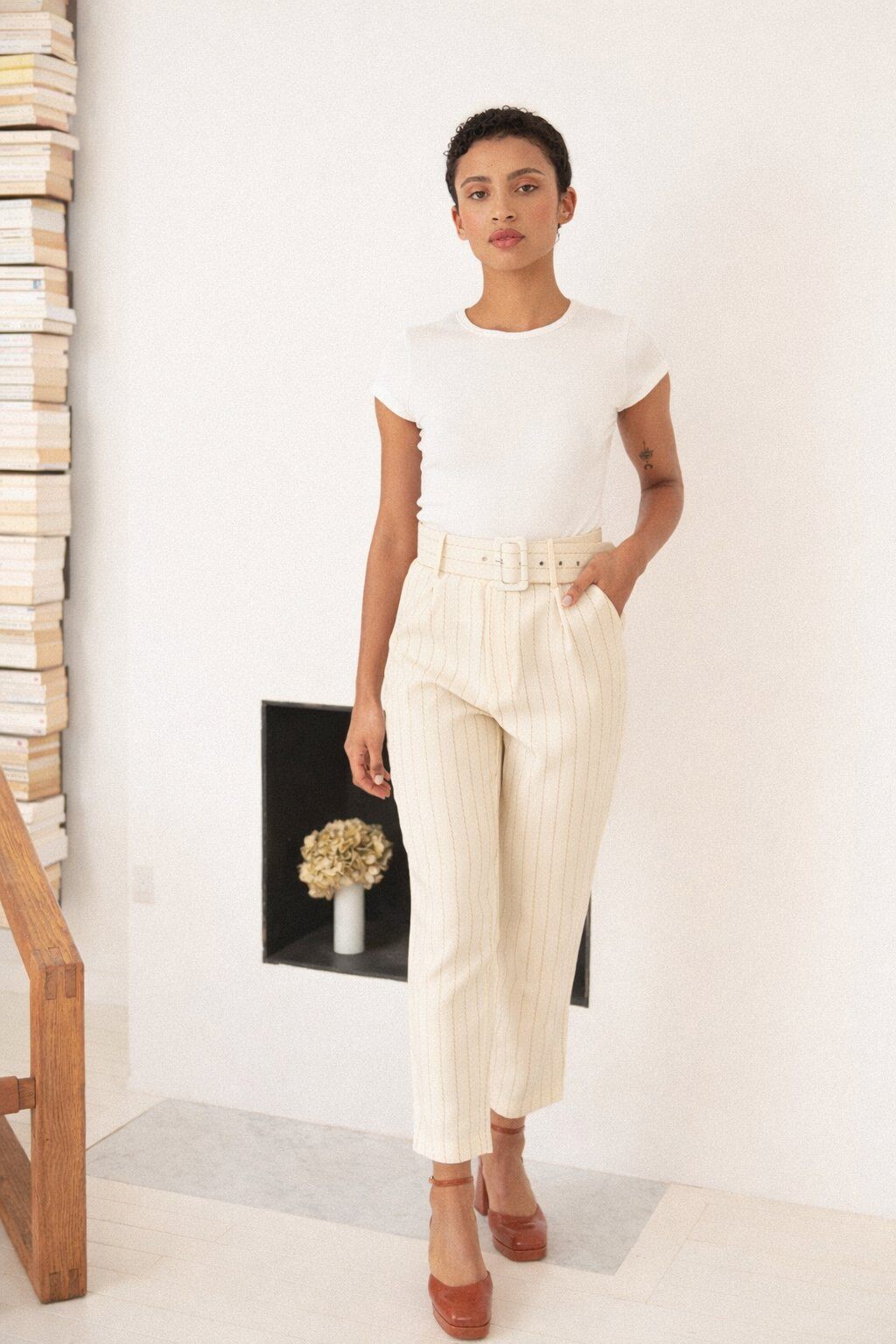 Paula pinstripe high waist trousers