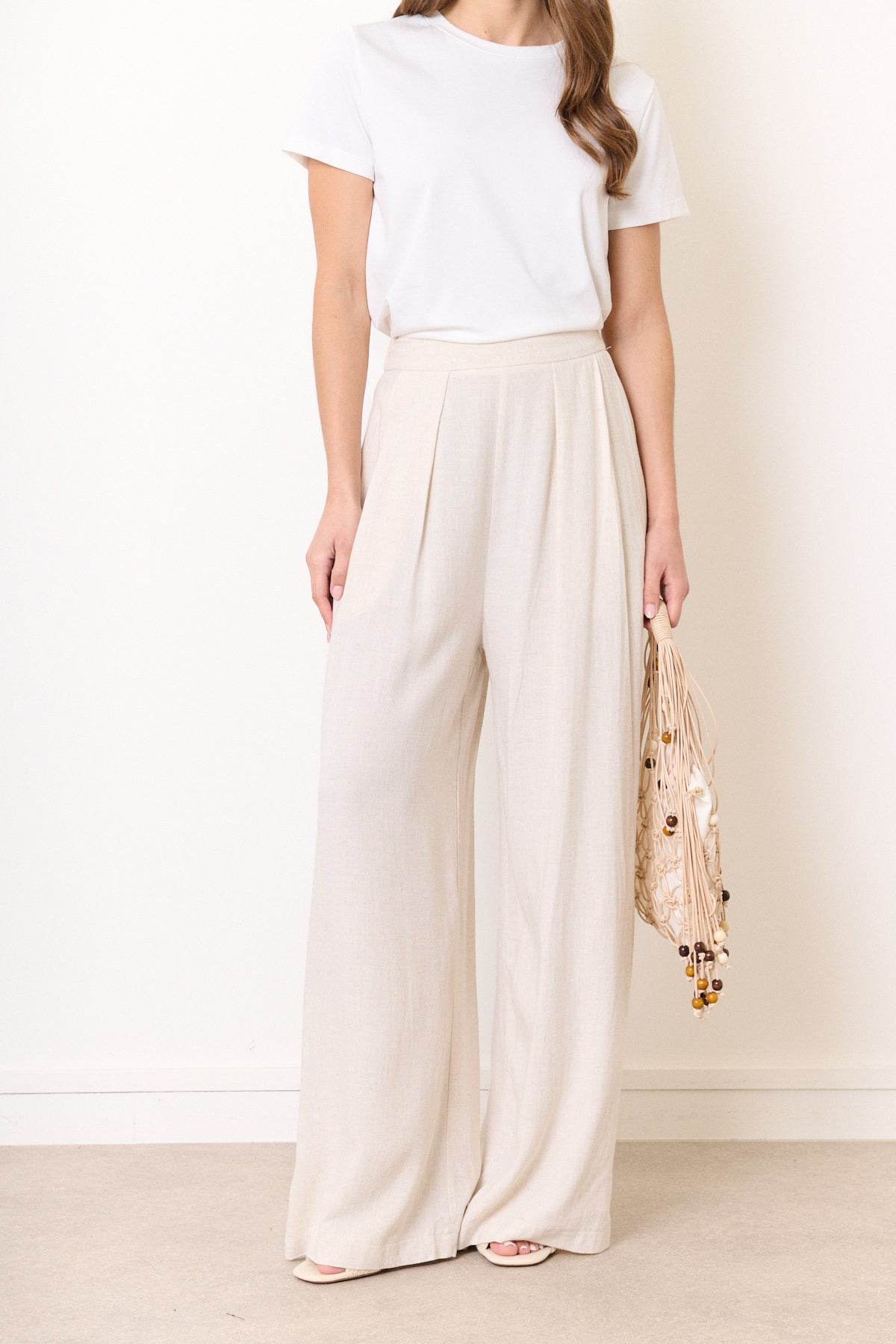 Marie flowy linen trousers with elastic waistband