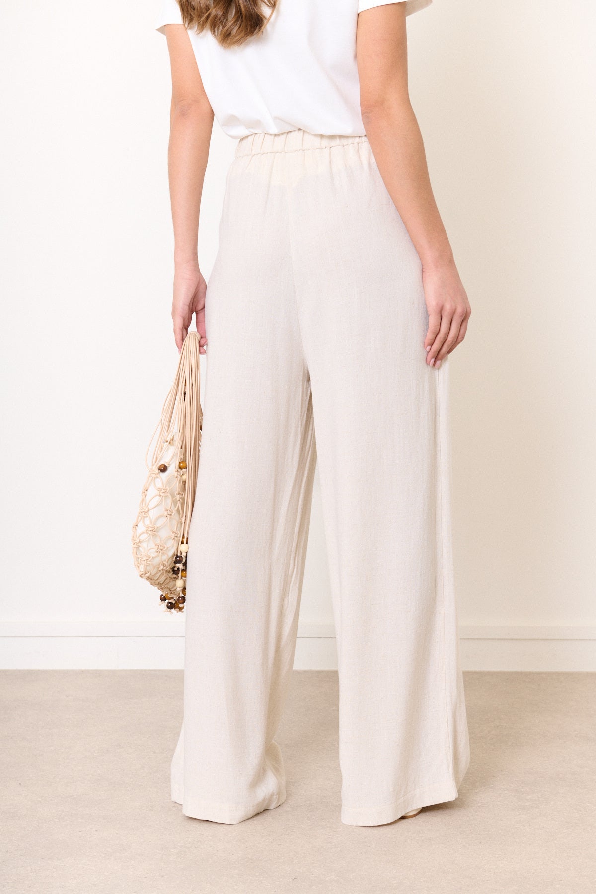 Marie flowy linen trousers with elastic waistband