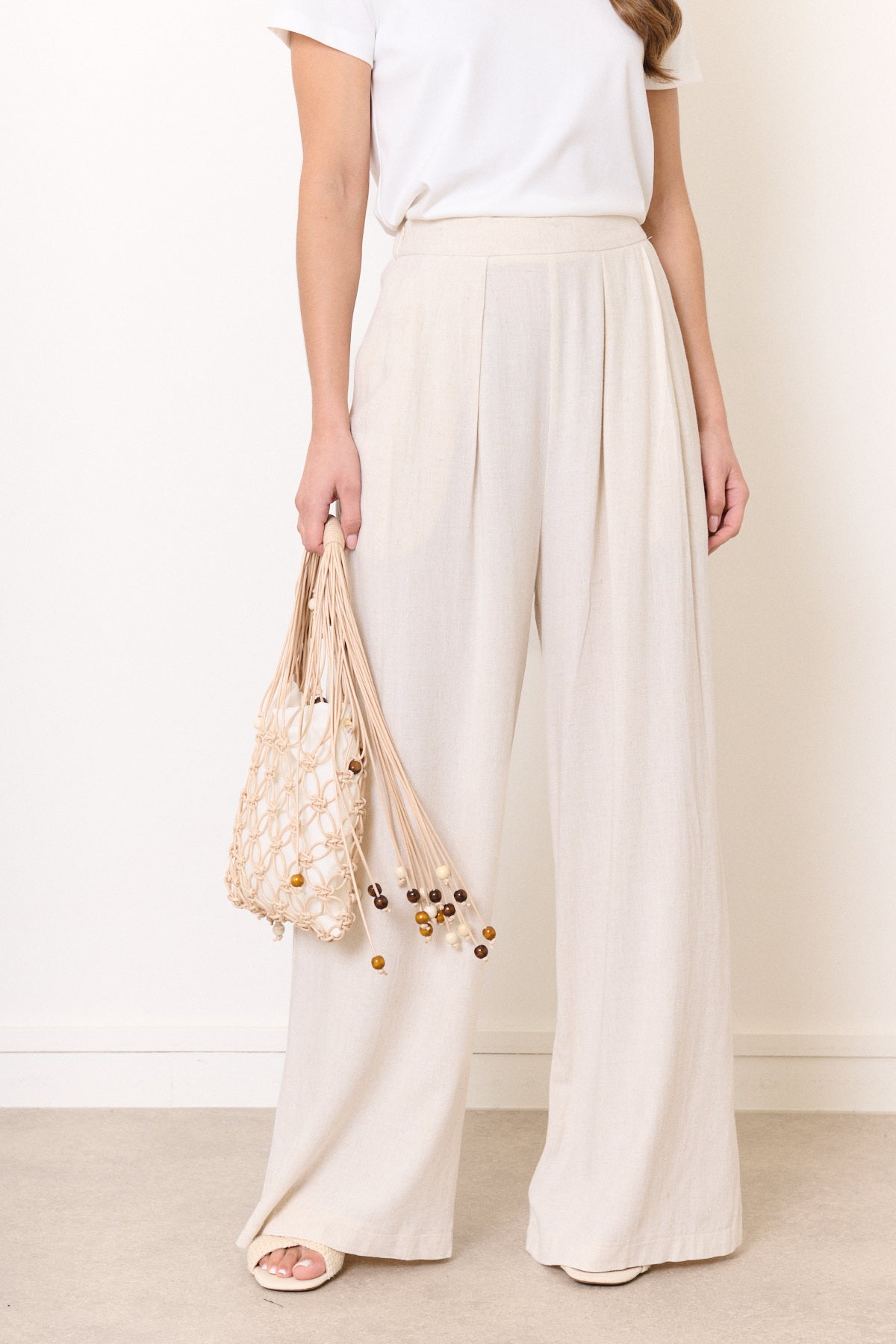 Marie flowy linen trousers with elastic waistband