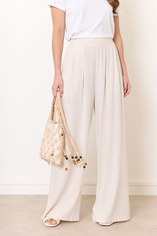 Marie flowy linen trousers with elastic waistband