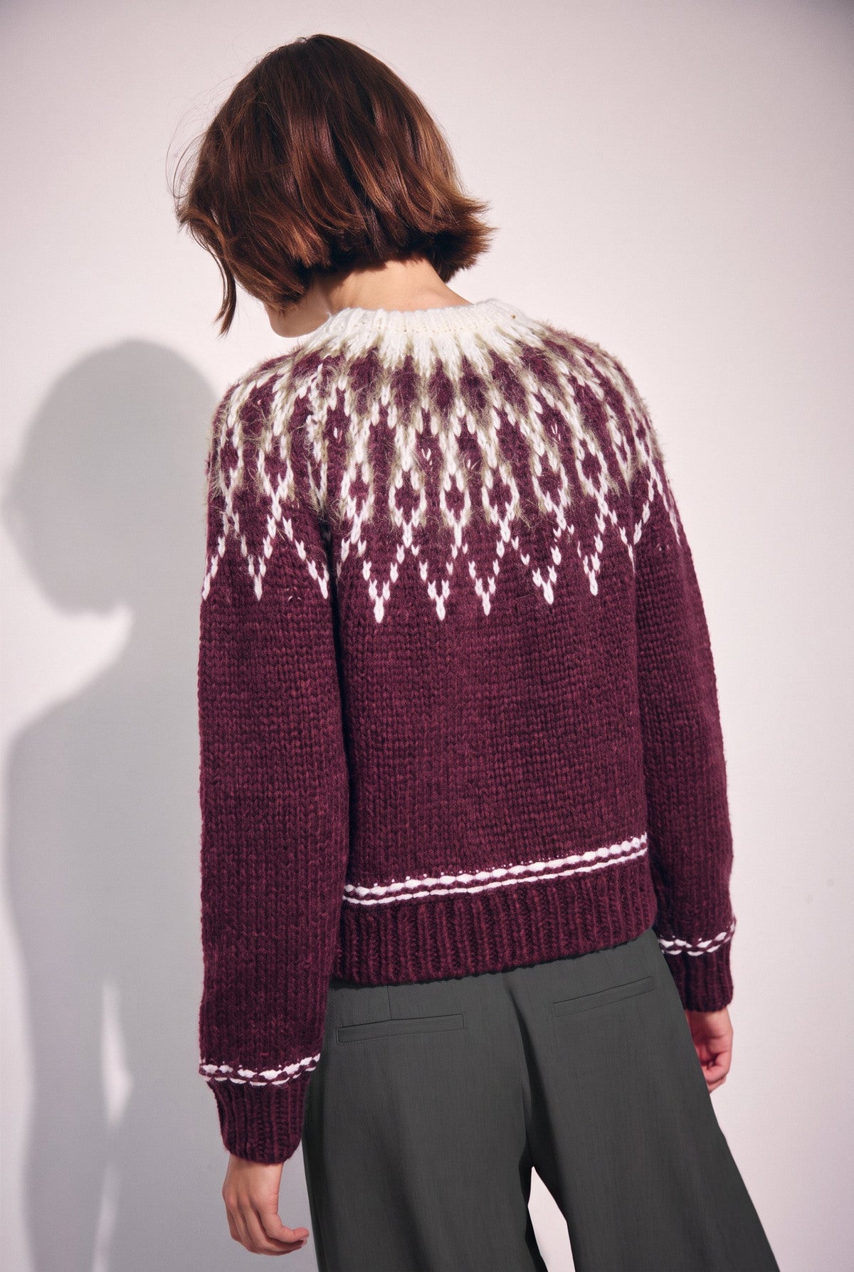 Penny burgundy fair isle jumper