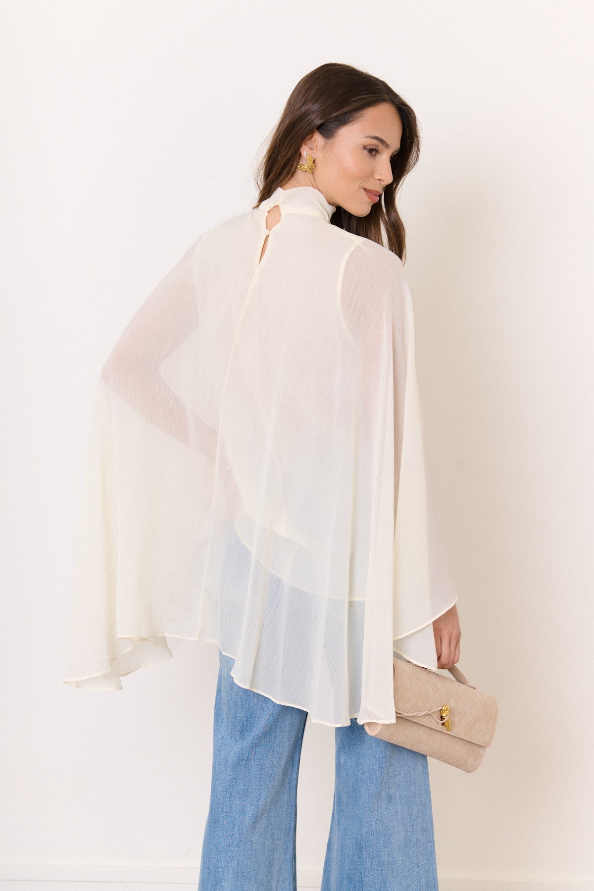 Ellie ivory cape blouse top