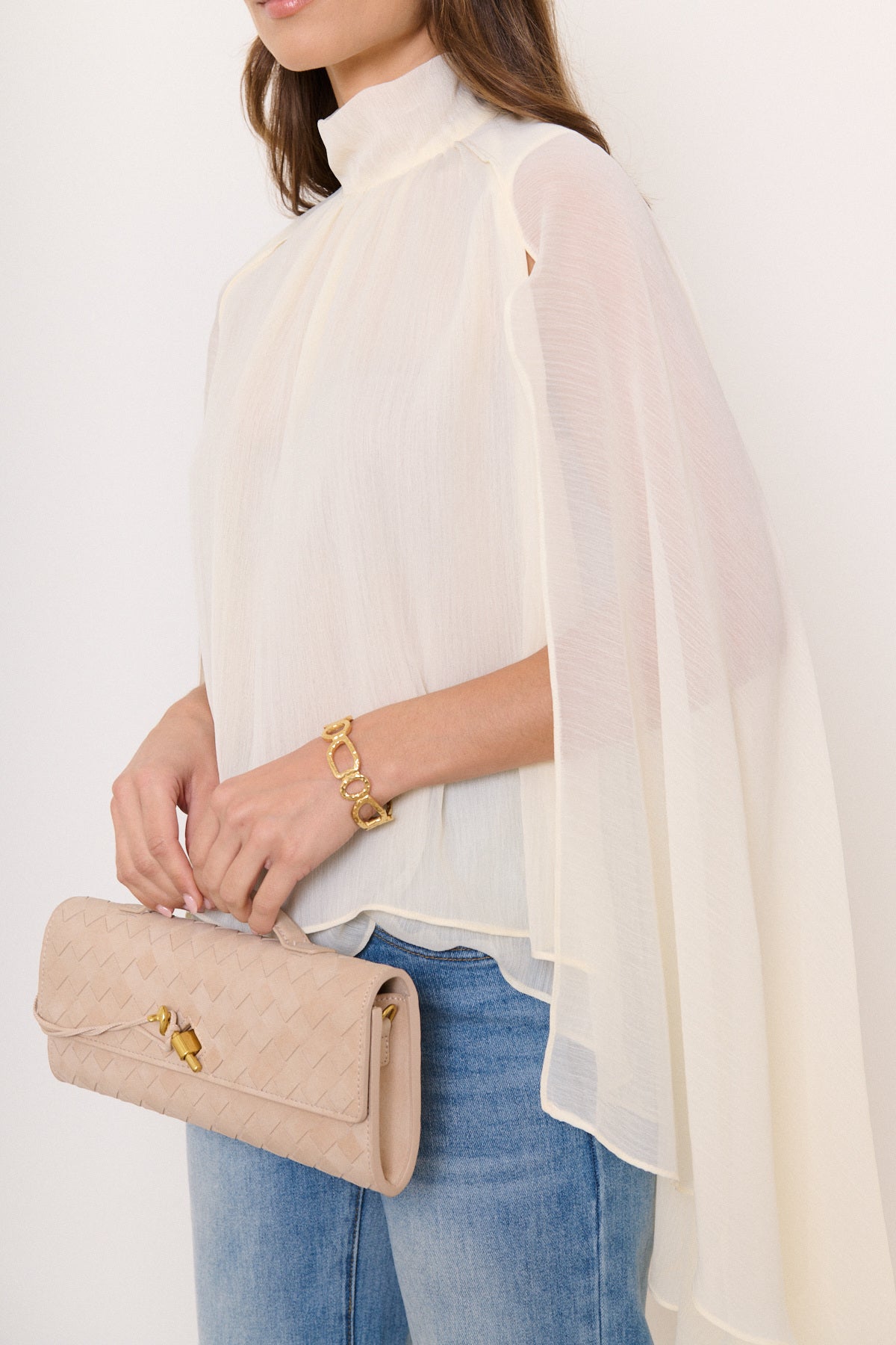 Ellie ivory cape blouse top