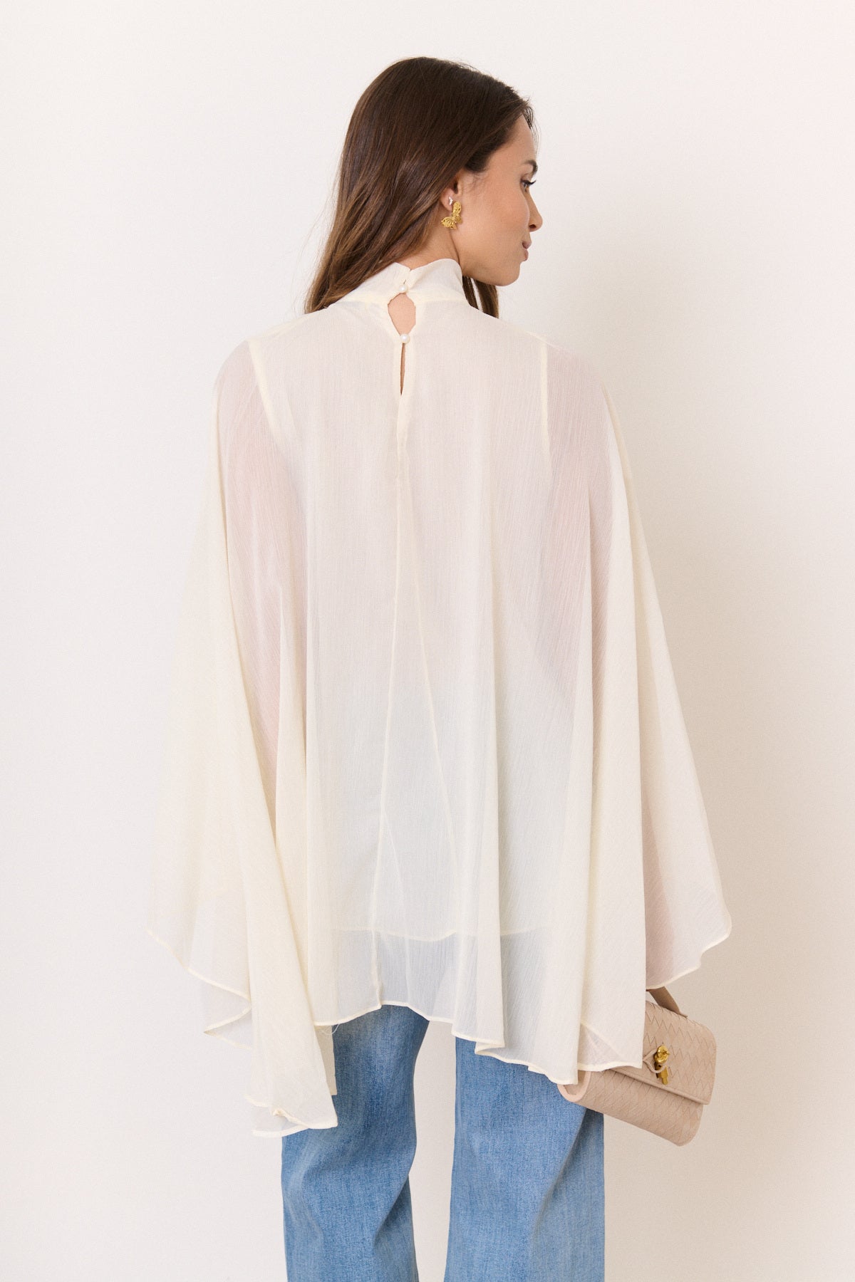 Ellie ivory cape blouse top