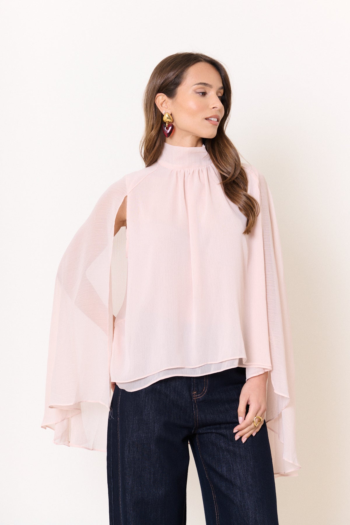 Ellie pink cape blouse top