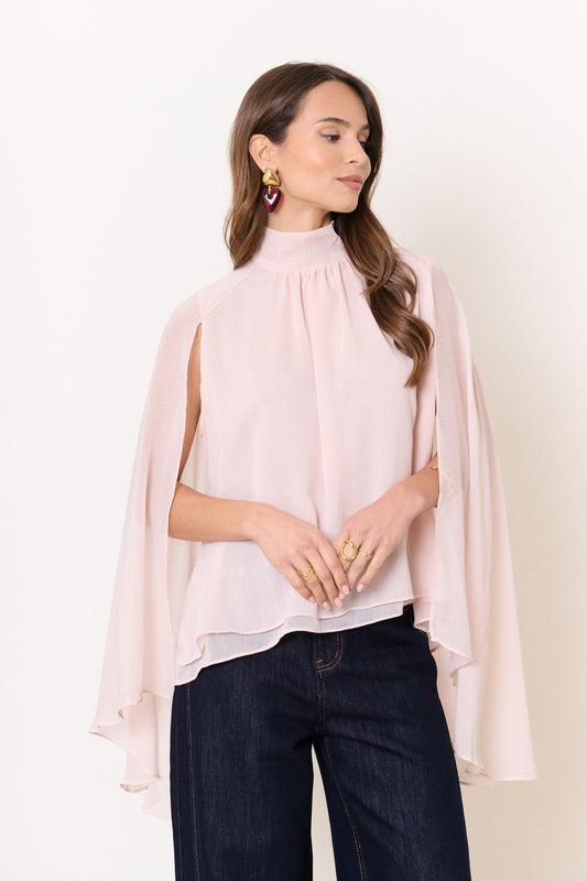 Ellie pink cape blouse top
