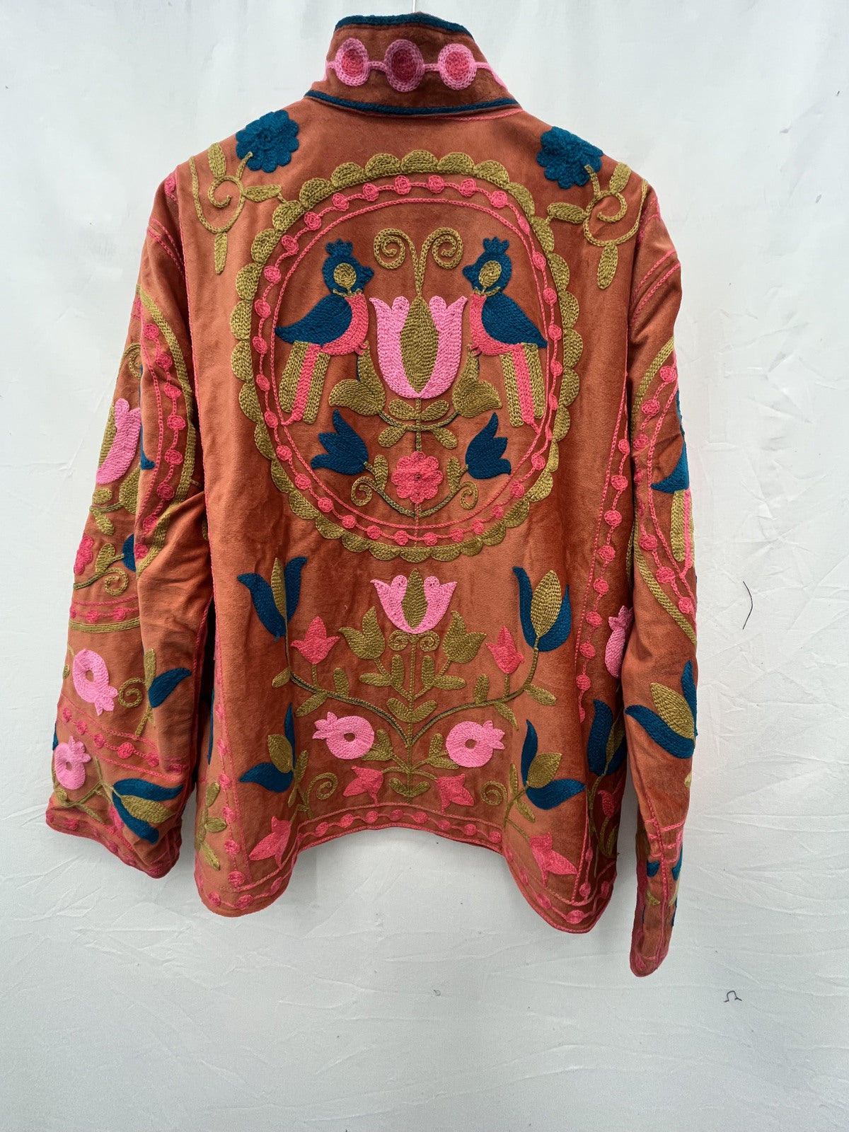 Suzani rust and pink embroidered jacket