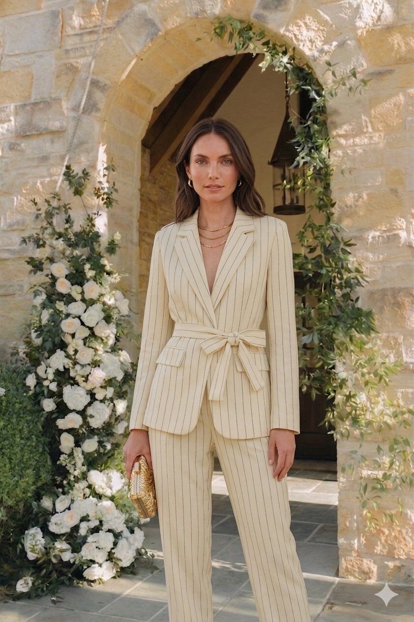 Paula pinstripe blazer with belt