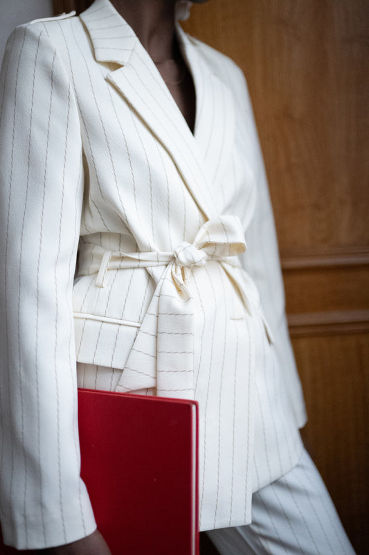 Paula pinstripe blazer with belt