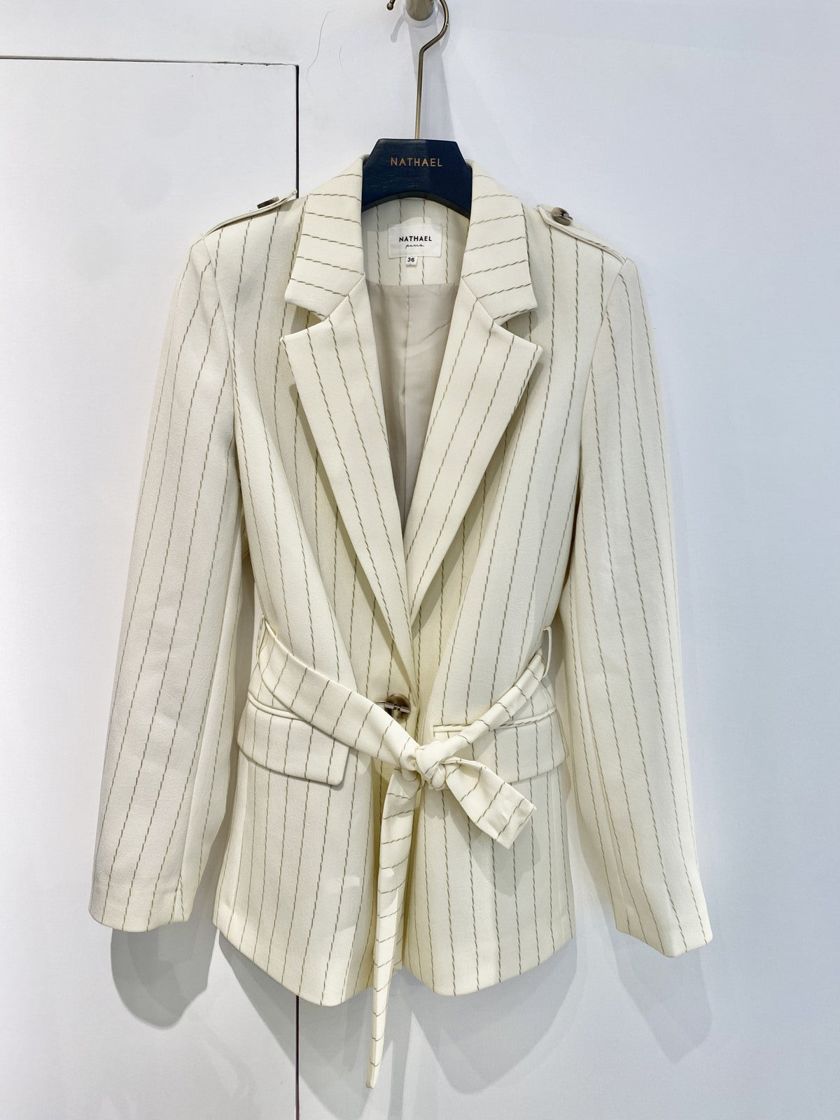 Paula pinstripe blazer with belt